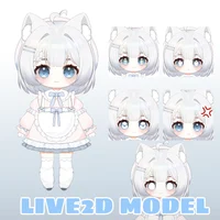 Live2D-модель белой кошечки чиби