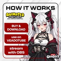 Анимированный PNGTuber Goth Cat Girl для Veadotube Mini