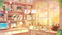 Анимированный фон комнаты для стримов Nichijou