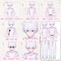 Беловолосый мальчик с кошачьими ушками и хвостом Live2D White-haired Boy with Cat Ears & Tail