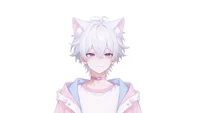 Беловолосый мальчик с кошачьими ушками и хвостом Live2D White-haired Boy with Cat Ears & Tail