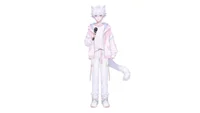 Беловолосый мальчик с кошачьими ушками и хвостом Live2D White-haired Boy with Cat Ears & Tail