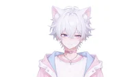 Беловолосый мальчик с кошачьими ушками и хвостом Live2D White-haired Boy with Cat Ears & Tail