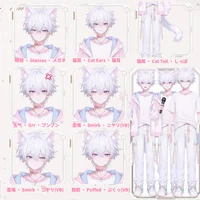 Беловолосый мальчик с кошачьими ушками и хвостом Live2D White-haired Boy with Cat Ears & Tail