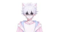 Беловолосый мальчик с кошачьими ушками и хвостом Live2D White-haired Boy with Cat Ears & Tail