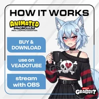 Анимированная PNGTuber-модель Blue Wolf Girl для Veadotube