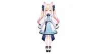 Live2D модель Cat-eared Twin-tail Girl с чиби-формой и сменой причесок
