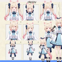 Live2D модель Cat-eared Twin-tail Girl с чиби-формой и сменой причесок