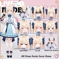 Live2D модель Cat-eared Twin-tail Girl с чиби-формой и сменой причесок