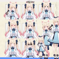 Live2D модель Cat-eared Twin-tail Girl с чиби-формой и сменой причесок
