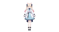 Live2D модель Cat-eared Twin-tail Girl с чиби-формой и сменой причесок