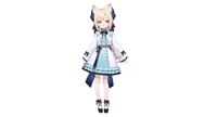 Live2D модель Cat-eared Twin-tail Girl с чиби-формой и сменой причесок