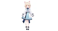 Live2D модель Cat-eared Twin-tail Girl с чиби-формой и сменой причесок