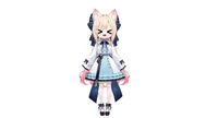 Live2D модель Cat-eared Twin-tail Girl с чиби-формой и сменой причесок