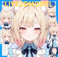 Live2D модель Cat-eared Twin-tail Girl с чиби-формой и сменой причесок