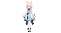 Live2D модель Cat-eared Twin-tail Girl с чиби-формой и сменой причесок