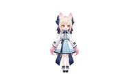 Live2D модель Cat-eared Twin-tail Girl с чиби-формой и сменой причесок
