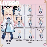 Live2D модель Cat-eared Twin-tail Girl с чиби-формой и сменой причесок