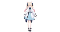 Live2D модель Cat-eared Twin-tail Girl с чиби-формой и сменой причесок