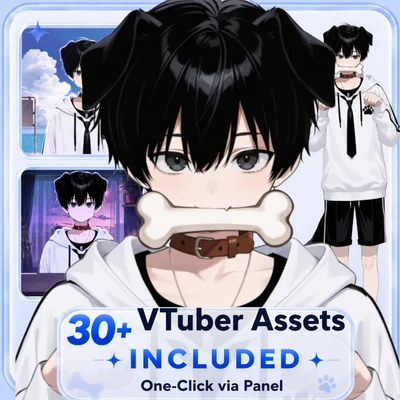 Черноволосый парень-пес Black-haired Boy Dog Character