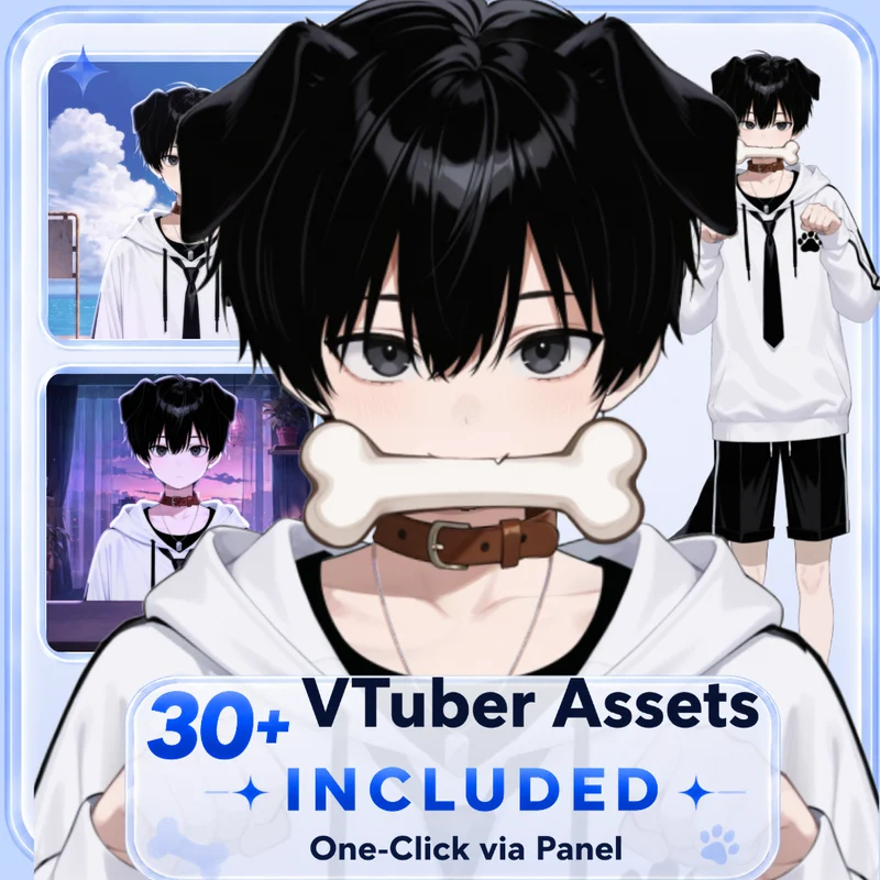 Черноволосый парень-пес Black-haired Boy Dog Character