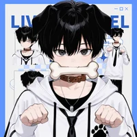 Черноволосый парень-пес Black-haired Boy Dog Character