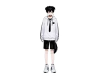 Черноволосый парень-пес Black-haired Boy Dog Character