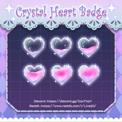 Набор бейджей Crystal Heart для Twitch