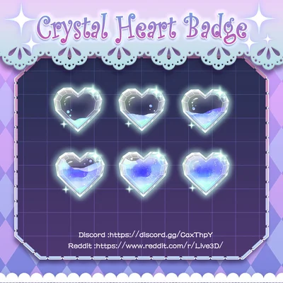 Набор бейджей Crystal Heart для Twitch