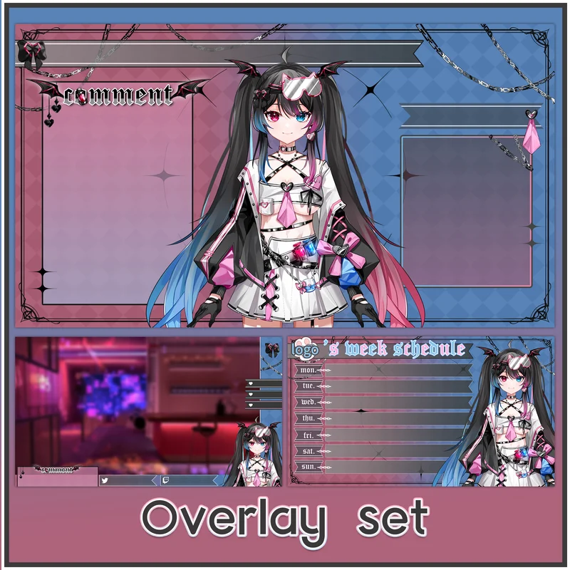 Набор оверлеев для стрима Cyberpunk Maid