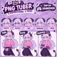 PNGTuber-аватар Dragon Queen с 5 эмоциями и 3 позами
