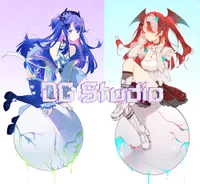Live2D-модели Flaming и Ice в полный рост