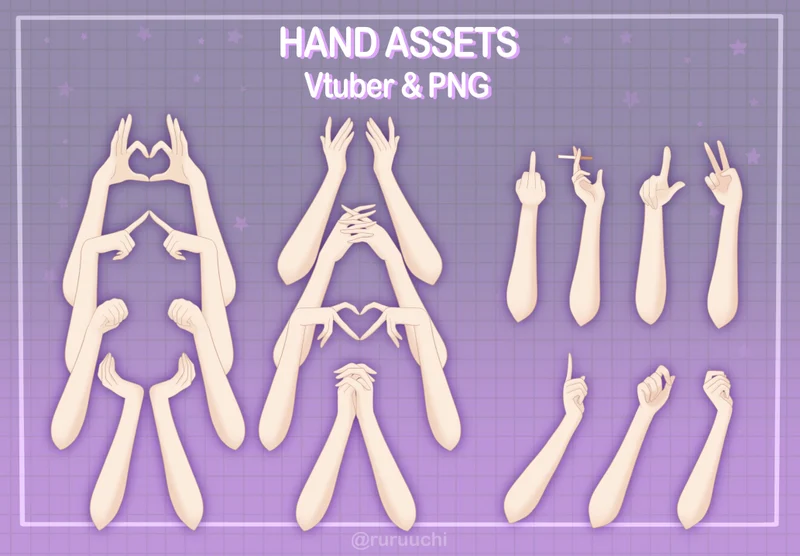 Набор ассетов рук Hand Assets для VTuber и PNGTuber
