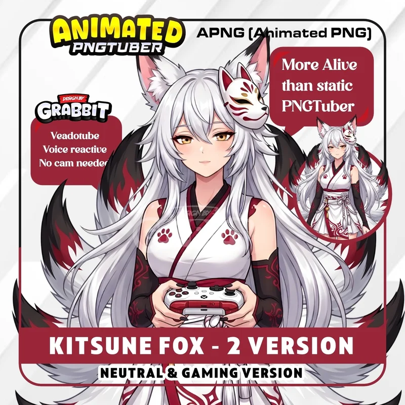Анимированная PNGTuber-модель Kitsune Shrine Maiden