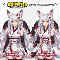 Анимированная PNGTuber-модель Kitsune Shrine Maiden