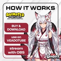 Анимированная PNGTuber-модель Kitsune Shrine Maiden