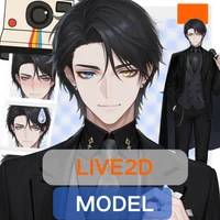Live2D модель элегантного парня в черном костюме