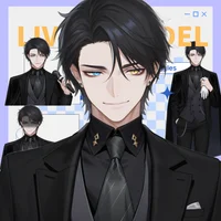 Live2D модель элегантного парня в черном костюме