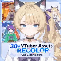 Live2D модель кошкодевочки Blonde Twin-Tail Cat Girl