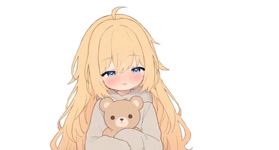 Live2D модель девочки с плюшевым мишкой