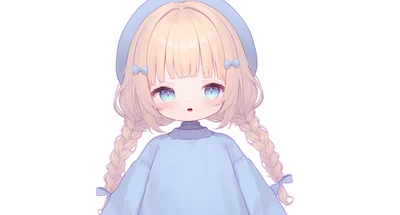 Live2D-модель девочки в синем берете