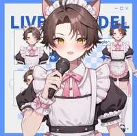Live2D-модель Mimi фембой-горничная с кошачьими ушками