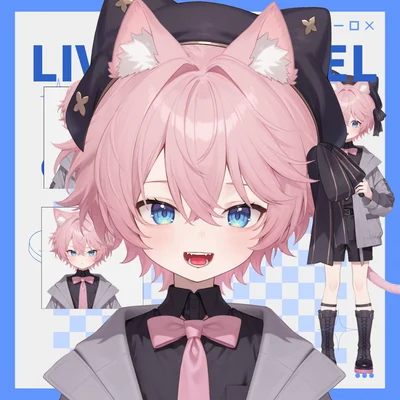 Pink-haired Cat Boy — Live2D-модель кота-мальчика