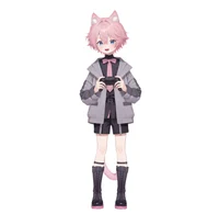 Pink-haired Cat Boy — Live2D-модель кота-мальчика