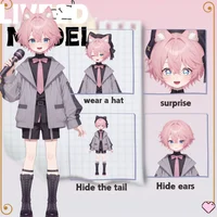 Pink-haired Cat Boy — Live2D-модель кота-мальчика