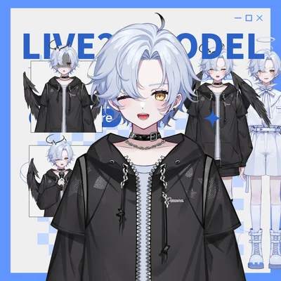 Live2D-модель White Hair Angel Boy V2.0