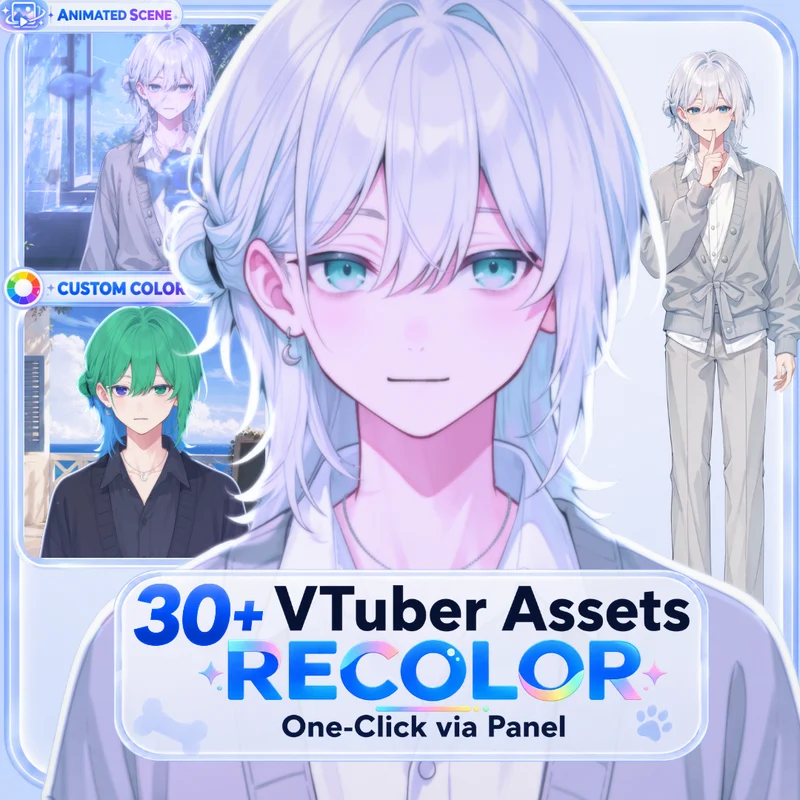 Live2D модель парня White-Haired Shonen