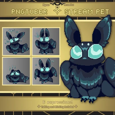 Пиксельный PNGtuber Человек-мотылек Dark Blue Mothman питомец для стрима