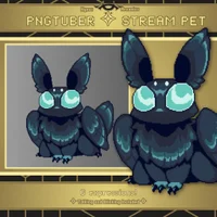 Пиксельный PNGtuber Человек-мотылек Dark Blue Mothman питомец для стрима