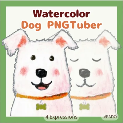 PNGTuber белая собака в книжном стиле — White Dog